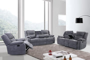 Grey Fabric Upholstered Recliner Set #051194