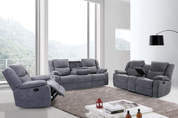 Grey Fabric Upholstered Recliner Set #051194