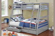 Solid Wood Single Over Double Bunk Bed with two Drawers- Grey Color #052700