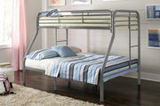 Metal Single Over Double Bunk Bed- Grey Color