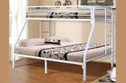 Metal Single Over Double Bunk Bed- White Color