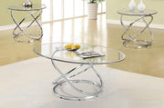 Clear Glass Oval Shaped Coffee Table and Round Shaped End Table #03/055018