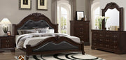 Solid Wood Bedroom Set with Leather Headboard and Footboard- Victoria