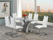 7 Pcs Glass Top Dining Set - White #030790