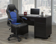 Black/Blue Leather Office Chair #035201