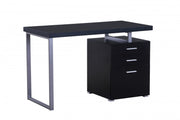 Computer/Study Desk with Drawers with Metal Legs- Black #032196