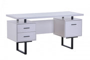 Computer/Study Desk with Drawers with Metal Legs- White #032199