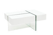 Coffee Table with Storages on Side- White Color