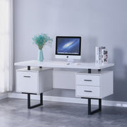 Computer/Study Desk with Drawers with Metal Legs- White #032199