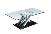 Glass Top with Silver and Black Base Coffee Table- 03343