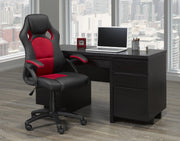 Black/Red Leather Office Chair #035200