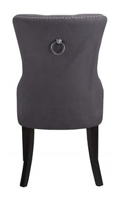 Modern Velvet Dining Chair with Black Wooden Legs and Chrome Locker Two in a Box- Grey Color #171220