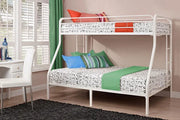 Metal Single Over Double Bunk Bed- White Color