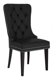 Modern PU Leather Deep Tufted Chair with Black Wooden Legs Two in a Box- Black Color #171150