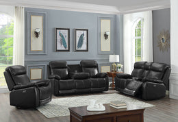 Genuine Leather Match/Power Recliner Set - Black #178020