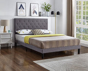 Fabric Platform Bed with Button Tufted Headboard- Grey Color #175383