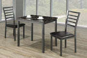 Marble Top with Metal Legs Table with PU Leather Upholstered Chairs Dining Set- Black