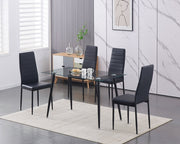 Tempered Glass Table with PU Leather Chairs 5Pcs Dining Set #175030