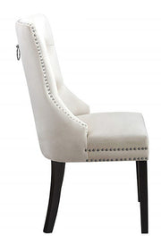 Modern Velvet Dining Chair with Black Wooden Legs and Chrome Locker Two in a Box- Beige Color #171223