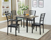 Distressed Wooden Table With Drop Leaves and Metal Base Dining Set- #171023