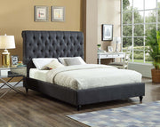 Fabric Sleigh Queen Bed -Charcoal Color #175760