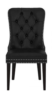 Modern PU Leather Deep Tufted Chair with Black Wooden Legs Two in a Box- Black Color #171150