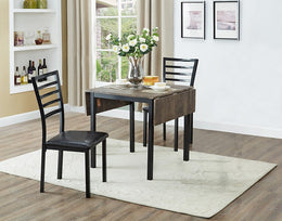 Distressed Wooden Table With Drop Leaves and Metal Base Dining Set- #171023