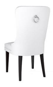 Modern PU Leather Deep Tufted Chair with Black Wooden Legs Two in a Box- White Color #171151