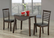 Drop Down Leaf Wooden Dining Table with Dining Chairs 3Pcs Set #1011