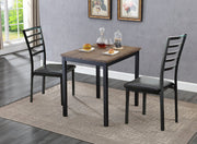 Wooden Table with Metal Chairs 3Pcs Dining Set #1025