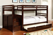 Solid Wood Single Over Single Bunk Bed - Espresso Color #17118