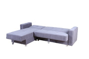Sectional Sofa Bed with Storage Chaise and Chrome Legs- Grey Color #179470