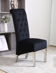 Modern Velvet Dining Chairs with Chrome Finish Legs Two in a Box- Black Color #171271