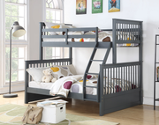 Solid Wood Single Over Double Bunk bed With/Without Drawers- Grey Color #17122