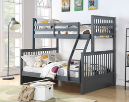 Solid Wood Single Over Double Bunk bed With/Without Drawers- Grey Color #17122