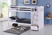 Solid Wood Single Over Single or Single Over Double Bunk Bed- White Color #175900
