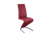 Red Leather Upholstered Rocking Dining Chair with 