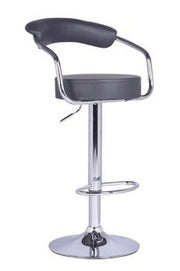 Leather Seating with leather Back and Chrome Finish Adjustable Height Bar Stools Two in a Box- Grey Color #177500