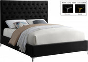 Velvet Platform Bed Tufted Headboard with Chrome and Gold Legs- Black Color #175643