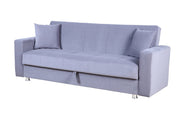 Fabric Sofa Bed with Underneath Storage and Two Throw Pillows- Grey Color #179310