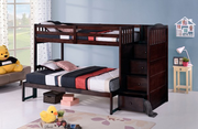 Solid Wood Single Over Single or Single Over Double Bunk Bed- Espresso Color #175900