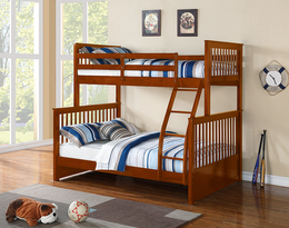 Solid Wood Single Over Double Bunk bed With/Without Drawers- Honey Color #17122