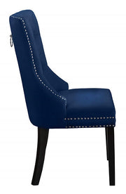 Modern Velvet Dining Chair with Black Wooden Legs and Chrome Locker Two in a Box- Blue Color #171222