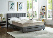 PU Leather Upholstered Bed with Drawer- Grey Color #175481