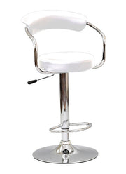 Leather Seating with leather Back and Chrome Finish Adjustable Height Bar Stools Two in a Box- White Color #177500