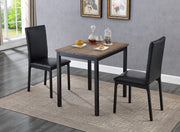 Wooden Table with Metal Chairs 3Pcs Dining Set #1025