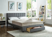 PU Leather Upholstered Bed with Drawer- Grey Color #175481
