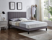 Fabric Platform Bed with Vertical Tufted Headboard- Grey Color #175363