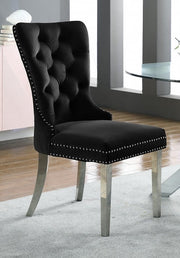 Modern Velvet Dining Chairs with Chrome Finish Legs Two in a Box- Black Color #171261