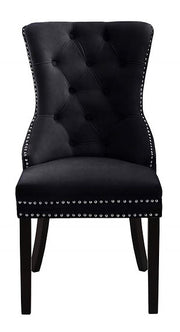 Modern Velvet Dining Chair with Black Wooden Legs and Chrome Locker Two in a Box- Black Color #171221